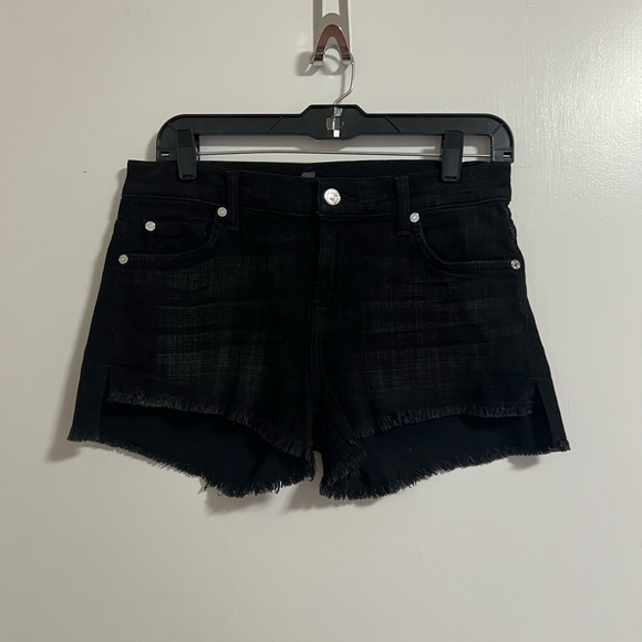 7 For All Mankind Mid-Rise Cutoff Shorts in Black - Picture 2 of 15